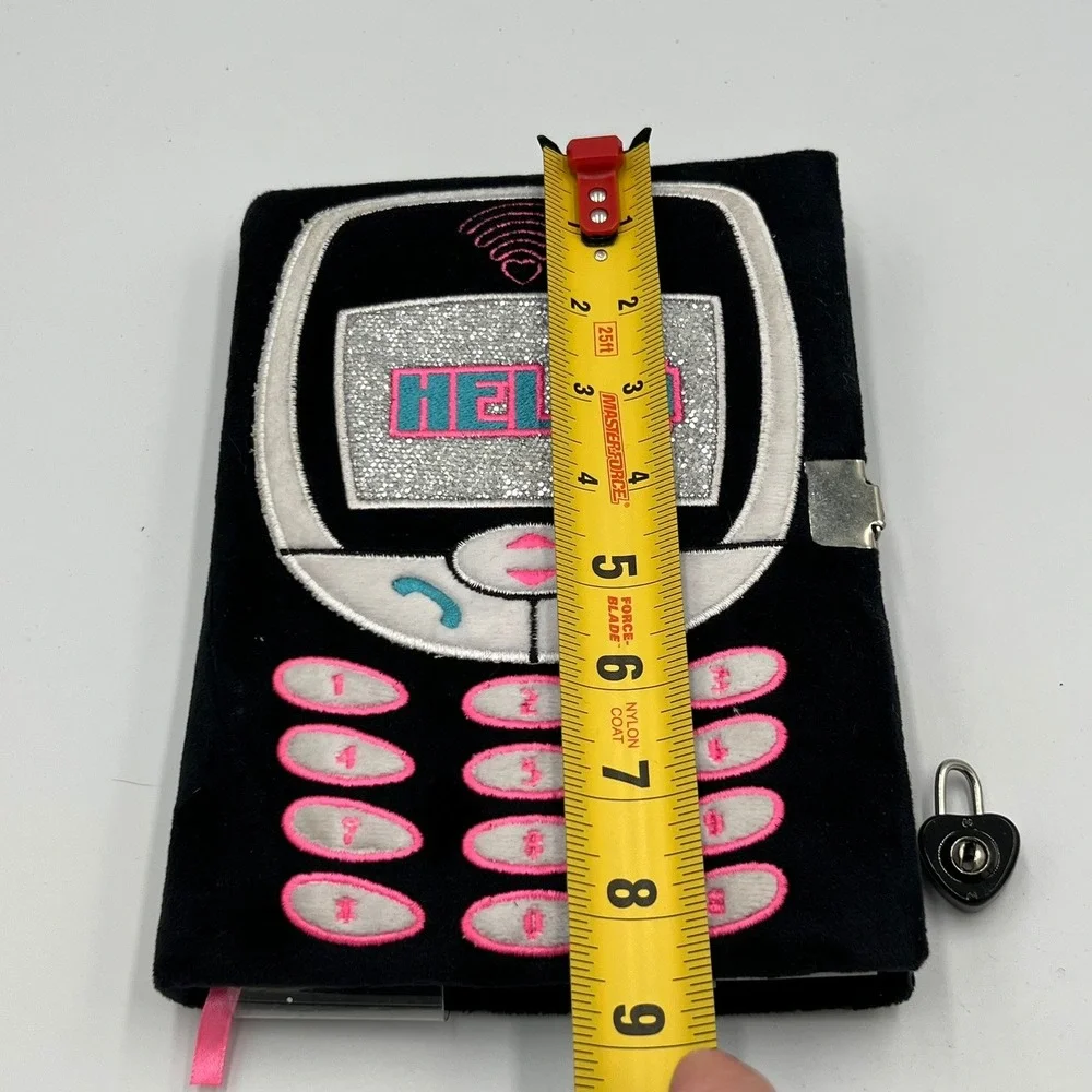 Claire's Locking Diary Kids OS Black Brand New Y2K Cell Phone Plush Glitter